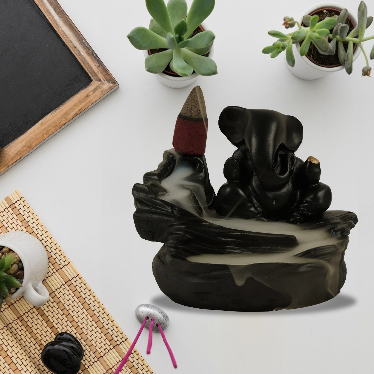 Smoke Fountain Ganesha Idol Decoration Items 8 Pc Backflow Incense Cones (1 pc)-Home Improvement-AniGuess-AniGuess