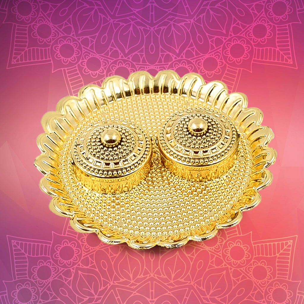 Round Shape Special Puja Thali, Kumkum Thali Holder (1 Pc / Big)-Home Improvement-AniGuess-AniGuess