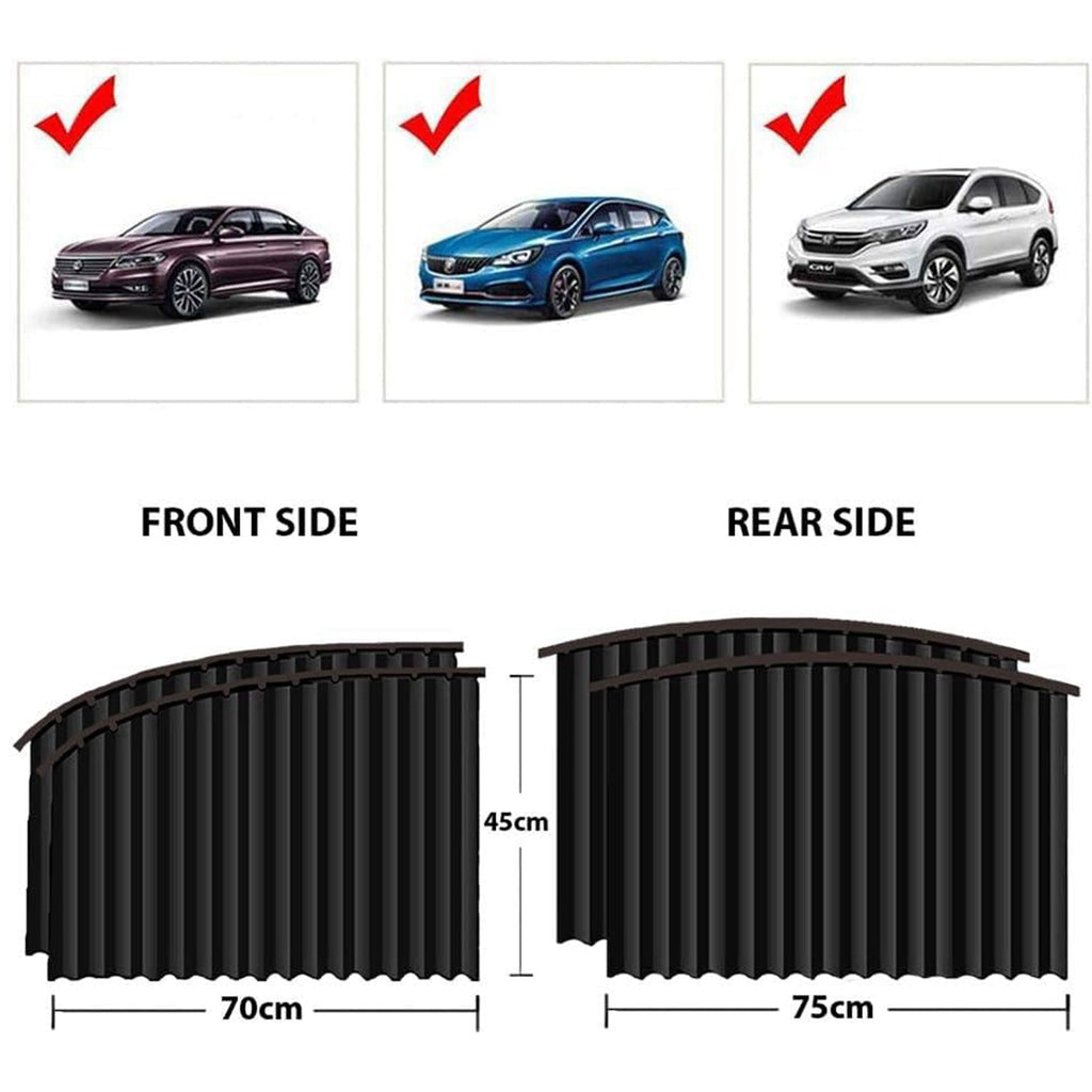 Car Window Curtain Sunshade | 4 Pcs Set with Hooks & Tapes-Car & Motorbike-AniGuess-AniGuess