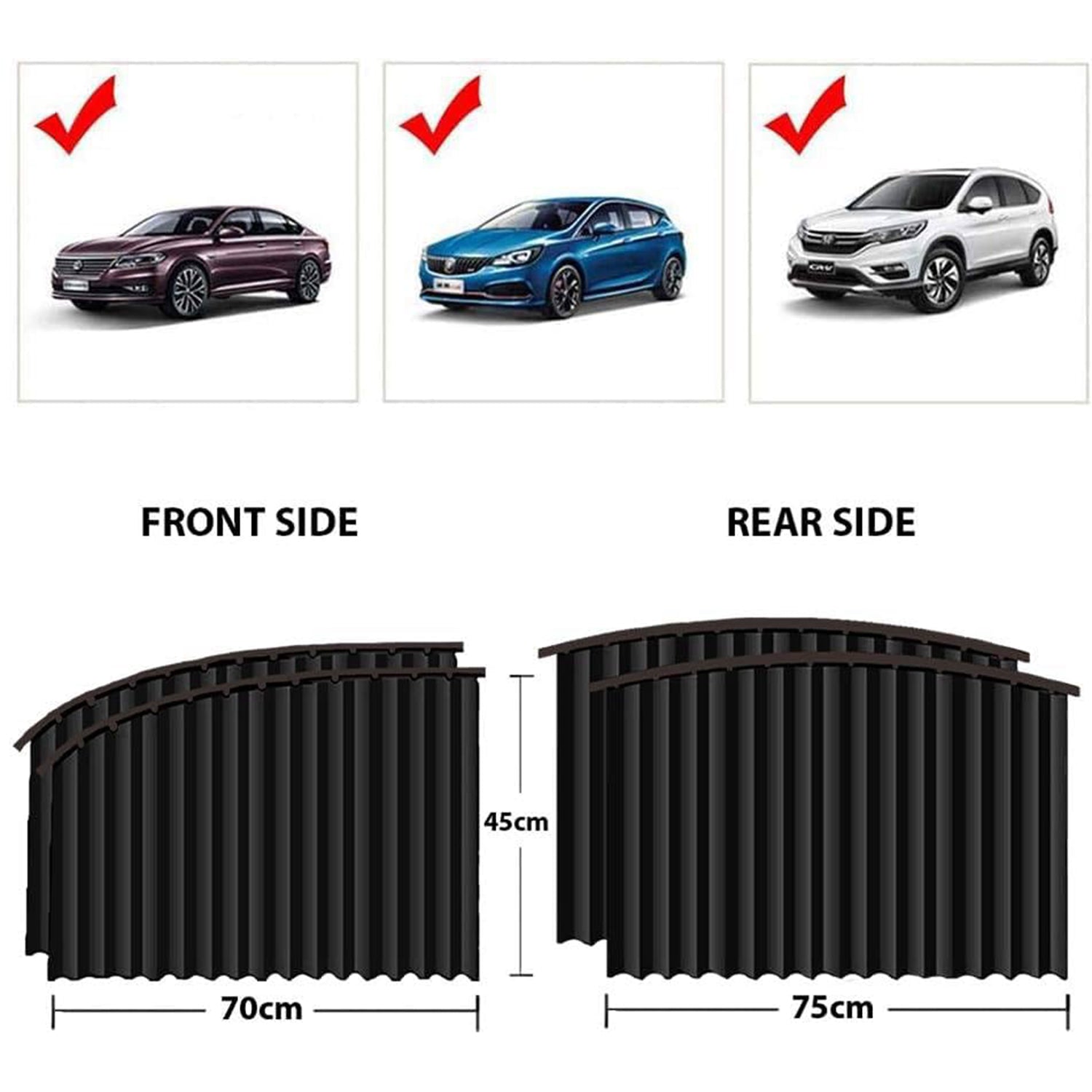 Car Window Curtain Sunshade | 4 Pcs Set with Hooks & Tapes-Car & Motorbike-AniGuess-AniGuess