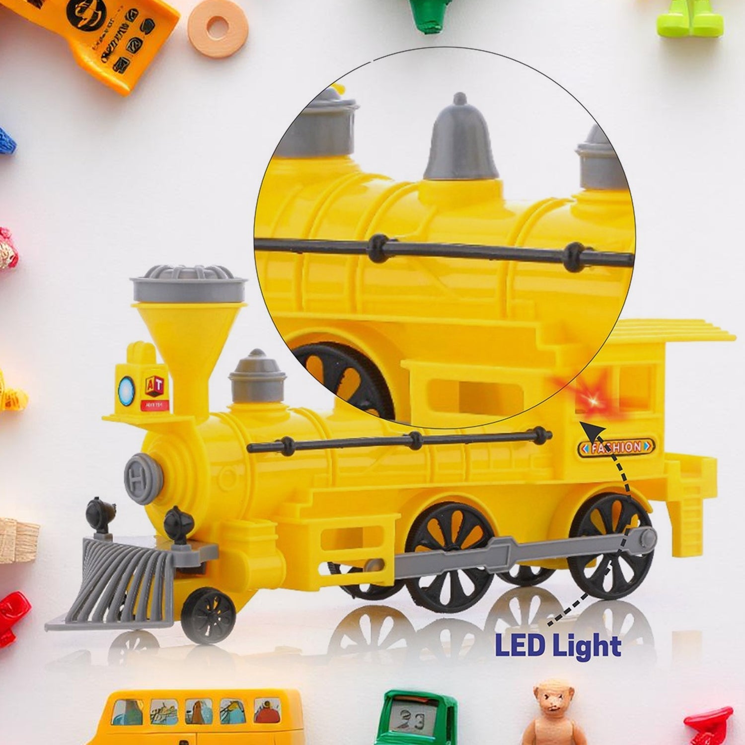 Pull and Go Train with Light Plastic String Pull Back Train (1 Pc / Mix Color)-Toys & Games-AniGuess-AniGuess