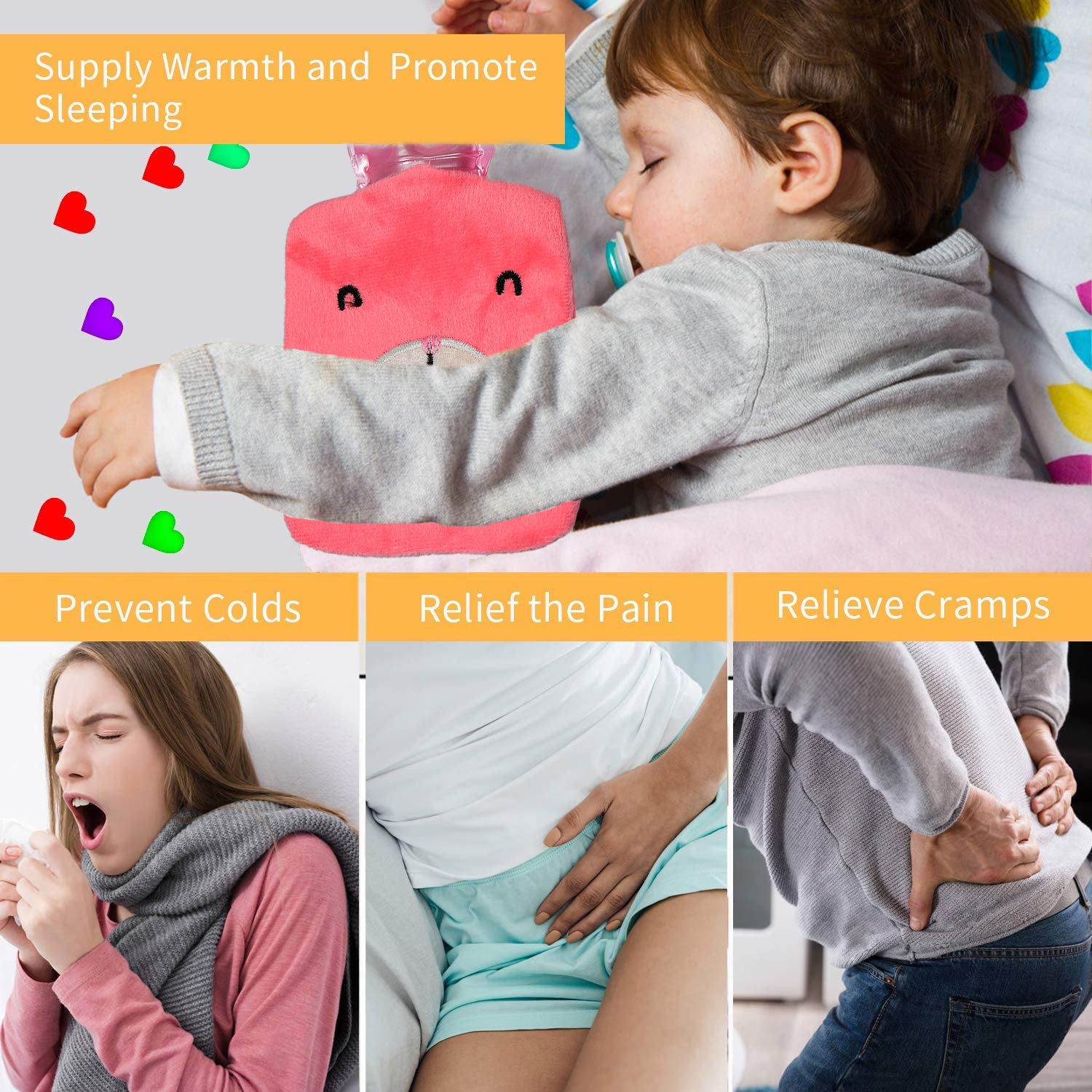 Pink Hot Water Bag with Cover Relief for Neck-Health & Personal Care-AniGuess-AniGuess