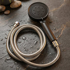 Handheld Bathroom Shower Head with Flexible Stainless Steel Hose 143 Cm Long