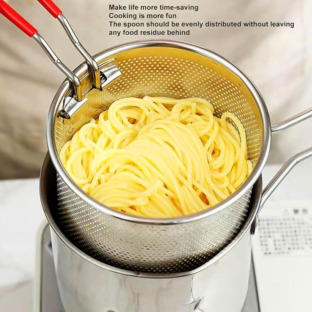 Small Deep Frying Pot With Strainer Basket (2 Pc Set / 1200 ML))-Home & Kitchen-AniGuess-AniGuess