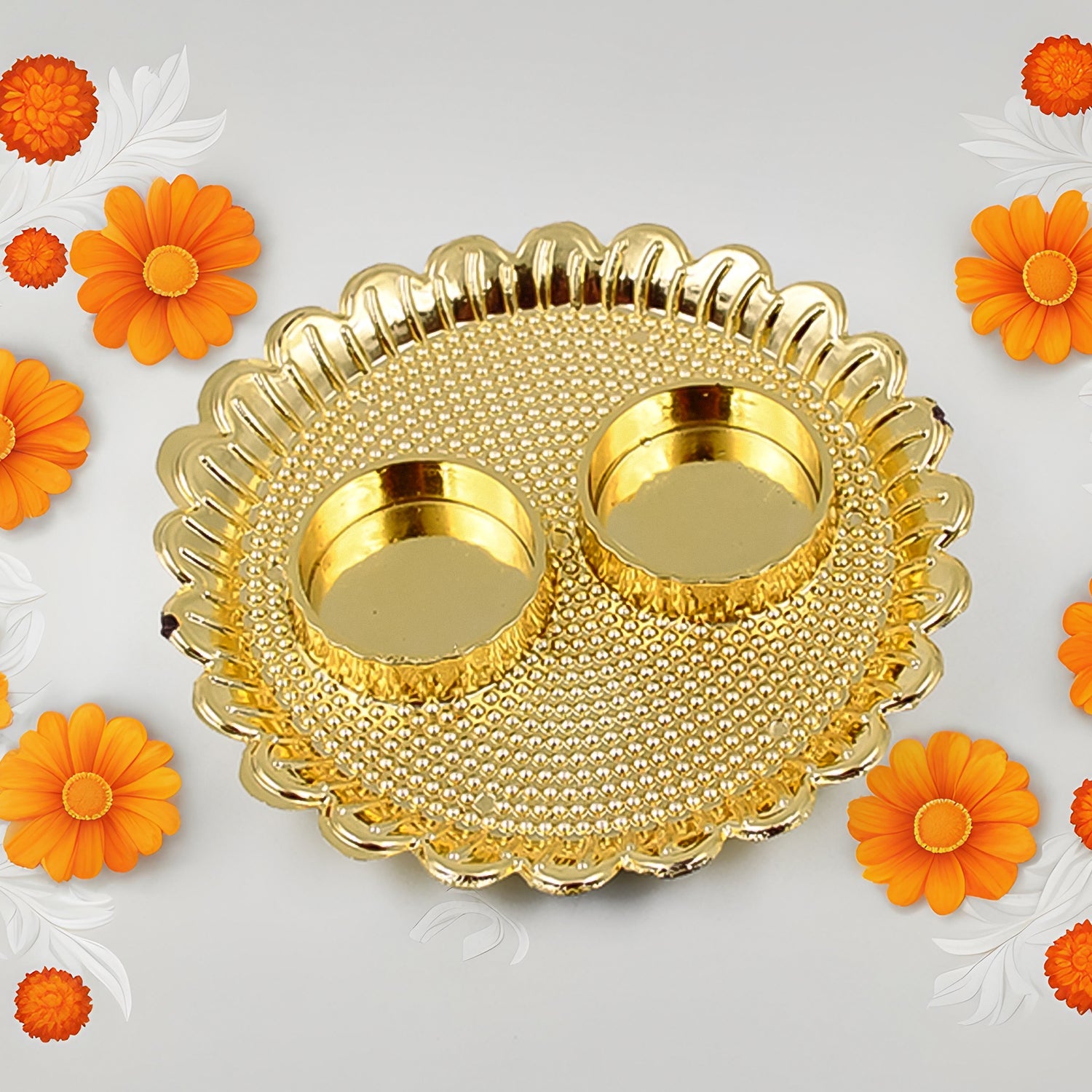 Round Shape Special Puja Thali, Kumkum Thali Holder (1 Pc / Big)-Home Improvement-AniGuess-AniGuess