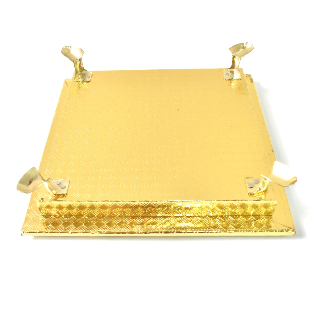 Golden - Square Pooja Chowki Patla / Bajot (20×20 CM / 1 Pc)-Home Improvement-AniGuess-AniGuess