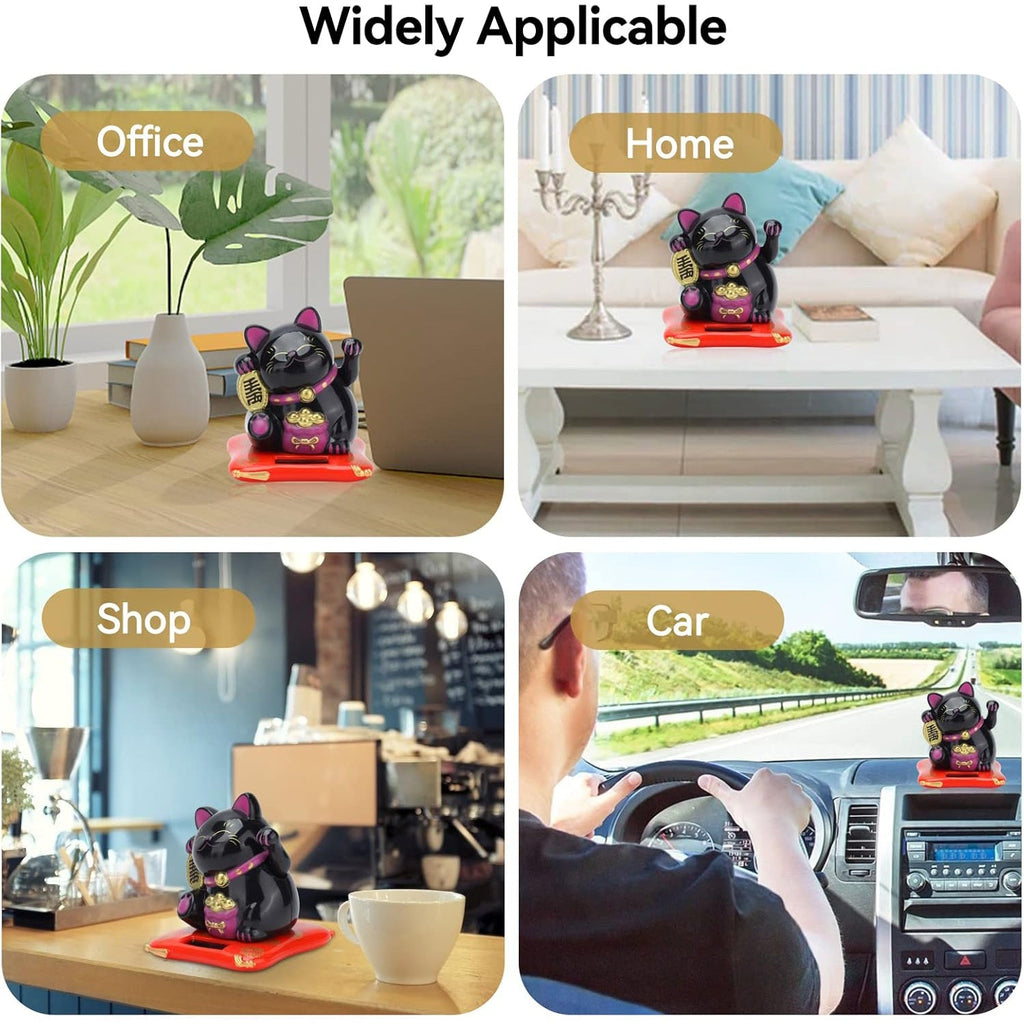 Solar Powered Happy Cat Beautiful with Arm Waves Wealth Cat (1 Pc / Mix Color)-Home Improvement-AniGuess-AniGuess