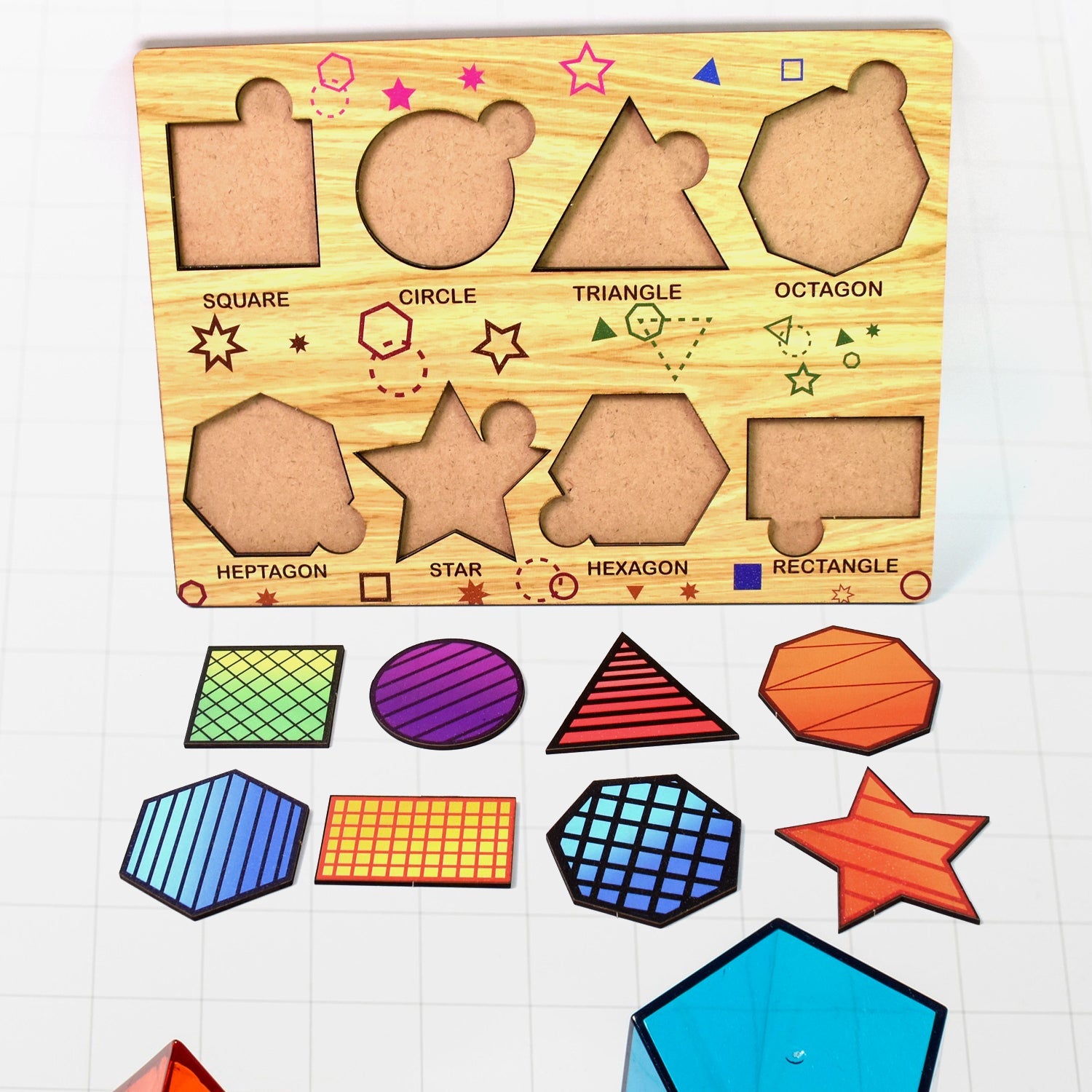 Wooden Triangles Puzzle Learning Educational Board (1 Set / 28×20 Cm)-Toys & Games-AniGuess-AniGuess
