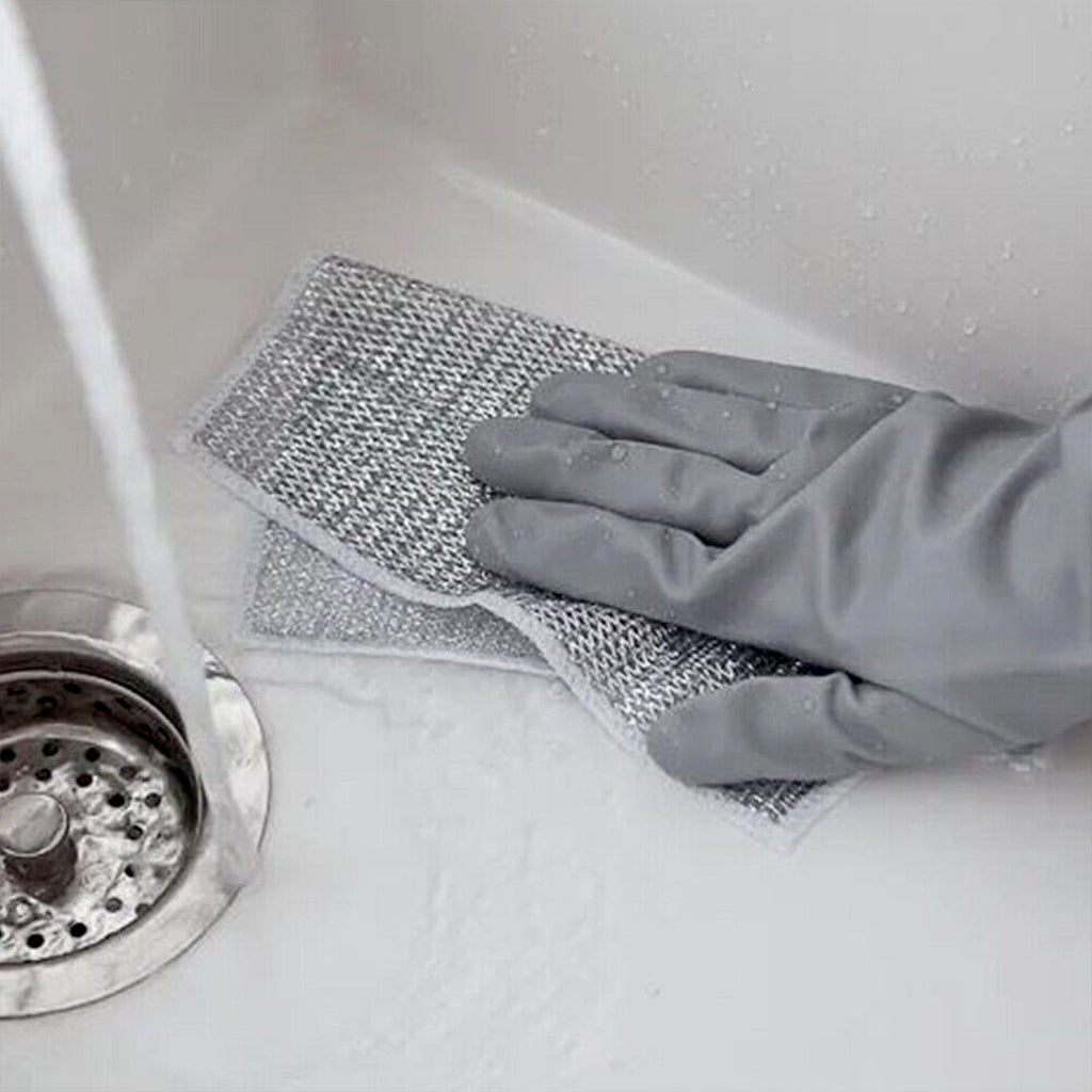 Double-Sided Microfiber Cloth & Stainless Steel Scrubber – (1 Pc, 20x20 cm)-Industrial & Scientific-AniGuess-AniGuess