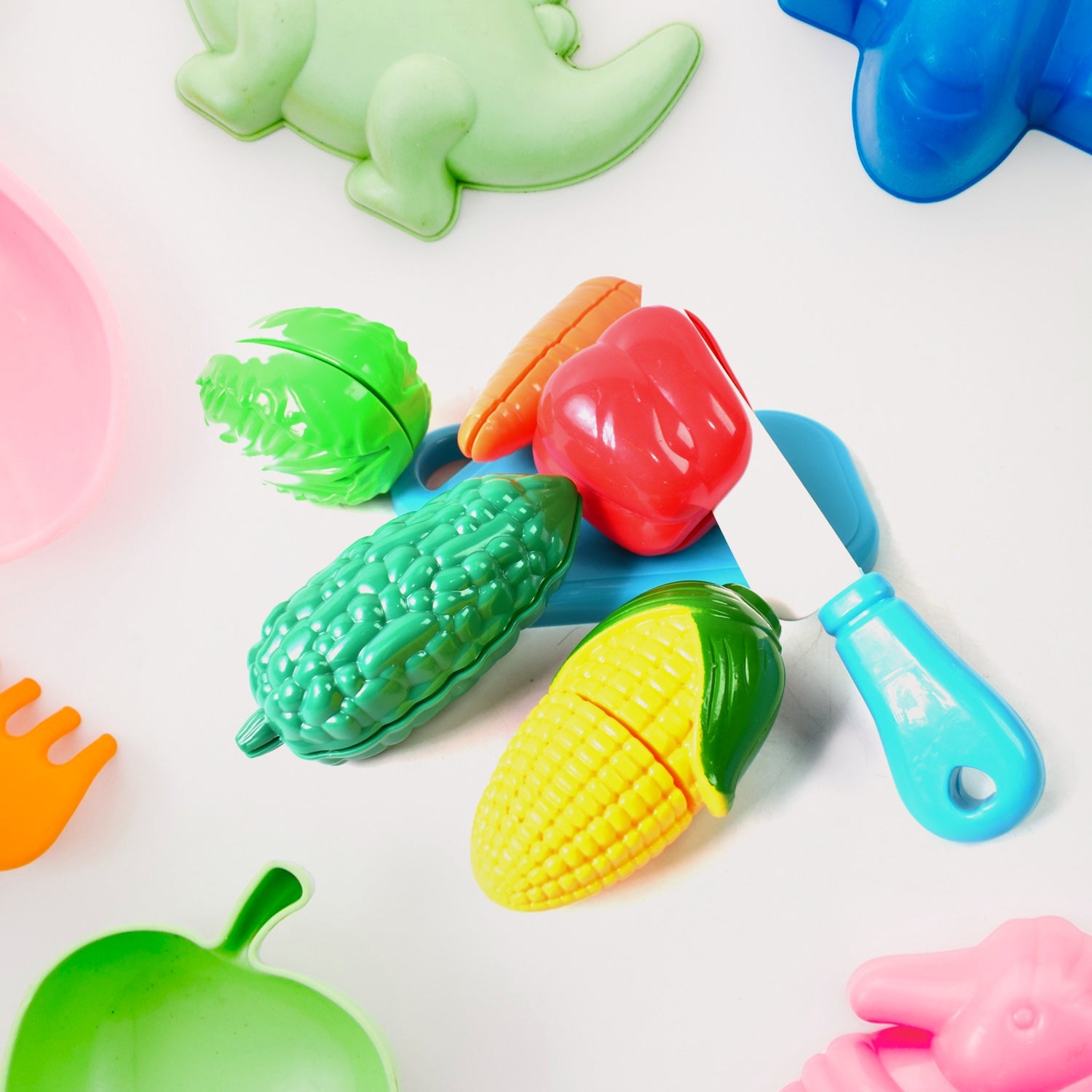 Realistic slice-able fruits and vegetables cut in 2 part play toy set-Toys & Games-AniGuess-AniGuess