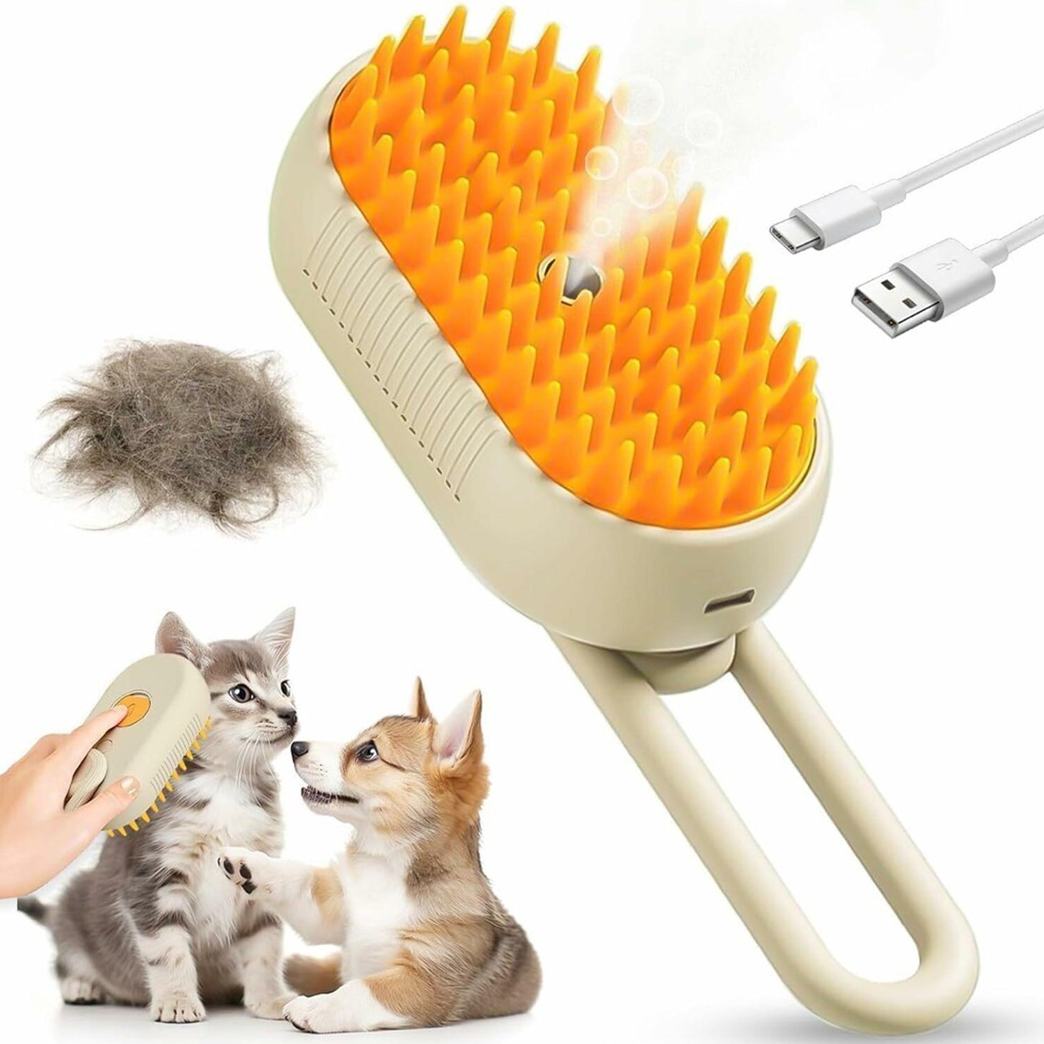 Electric Spray Handle Massage Brush, Hair Removal Brush Steam (1 Pc)-Pet Supplies-AniGuess-AniGuess