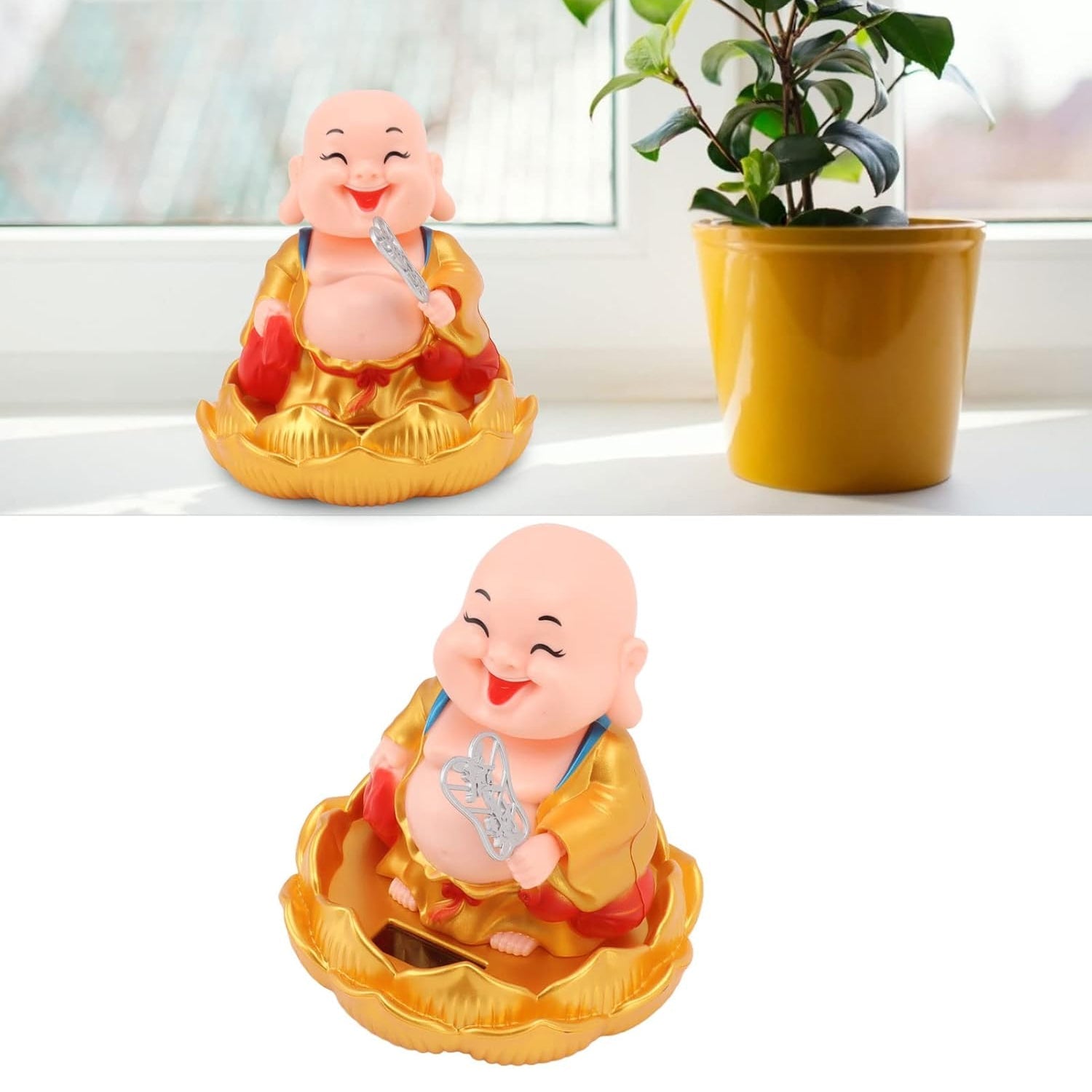 Solar Power Moving Buddha Car Ornament (1 Pc)-Home Improvement-AniGuess-AniGuess