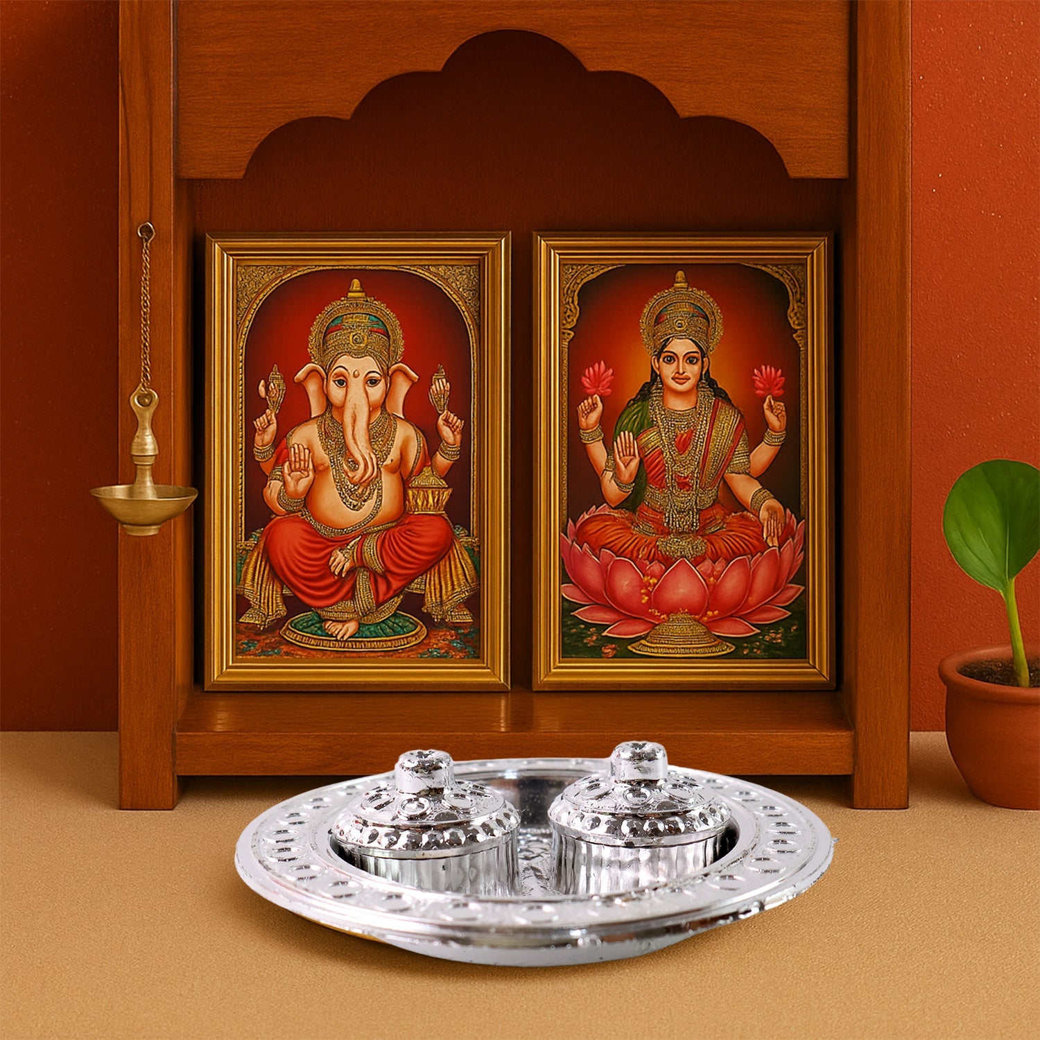 Round Shape Special Puja Thali, Kumkum Thali Holder (1 Pc / Small)-Home Improvement-AniGuess-AniGuess