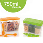 750ml square plastic organizer, ideal for food storage and organization.