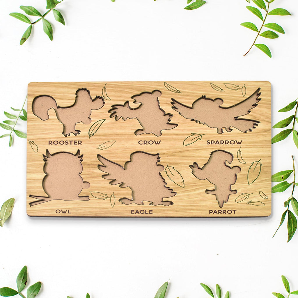 Wooden Bird Puzzle Learning Educational Board (1 Set / 28×20 Cm)-Toys & Games-AniGuess-AniGuess