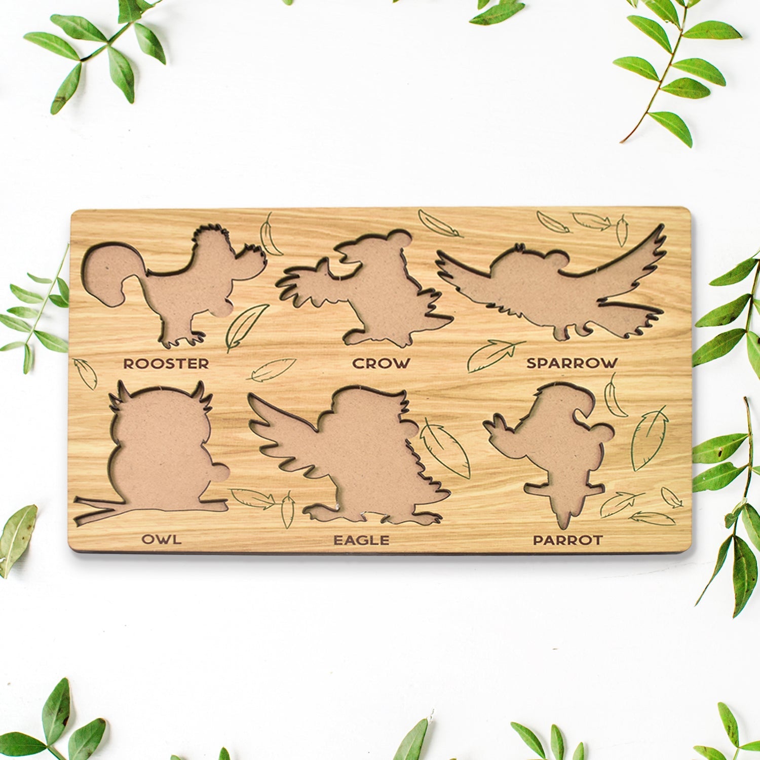 Wooden Bird Puzzle Learning Educational Board (1 Set / 28×20 Cm)-Toys & Games-AniGuess-AniGuess