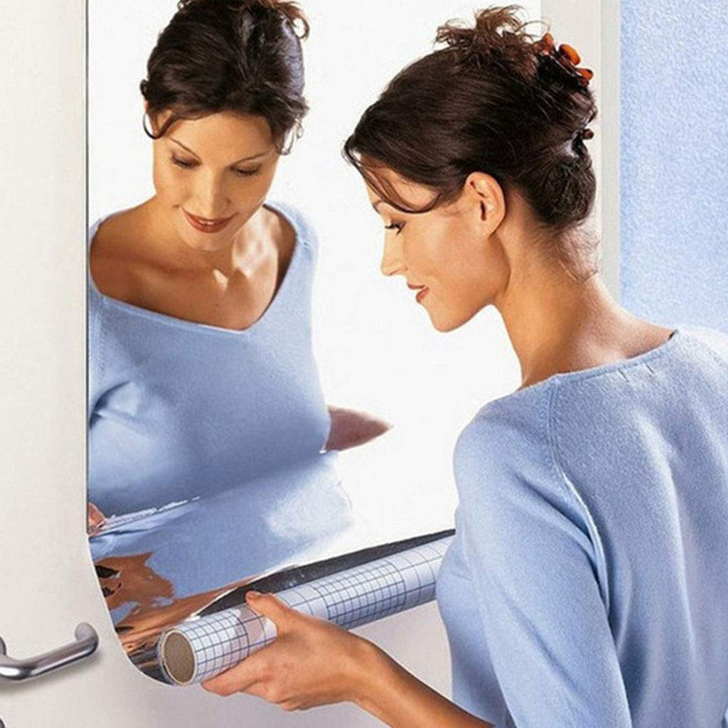 3D Mirror Wall Stickers Decorative Mirror Paper for Home, Living Room  (100×50 Cm )-Home Improvement-AniGuess-AniGuess
