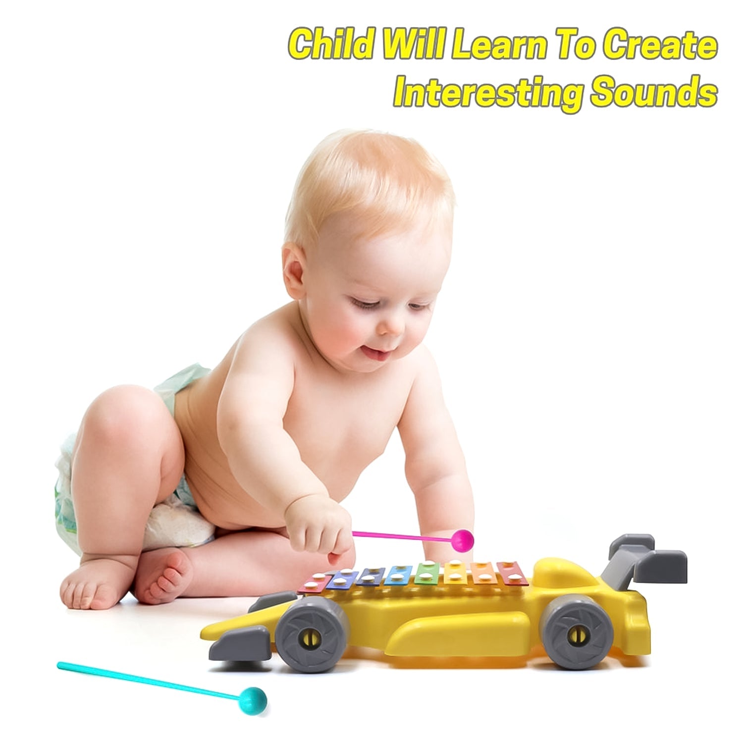 Musical Car Piano Xylophone Toy, Plastic Car Xylophone (1 Set)-Toys & Games-AniGuess-AniGuess