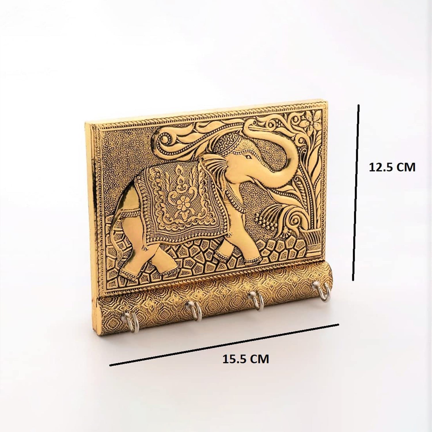 Wooden Key Holder for Home Decor Stylish Metal Gold Antique Elephant Design (1 Pc)-Home Improvement-AniGuess-AniGuess