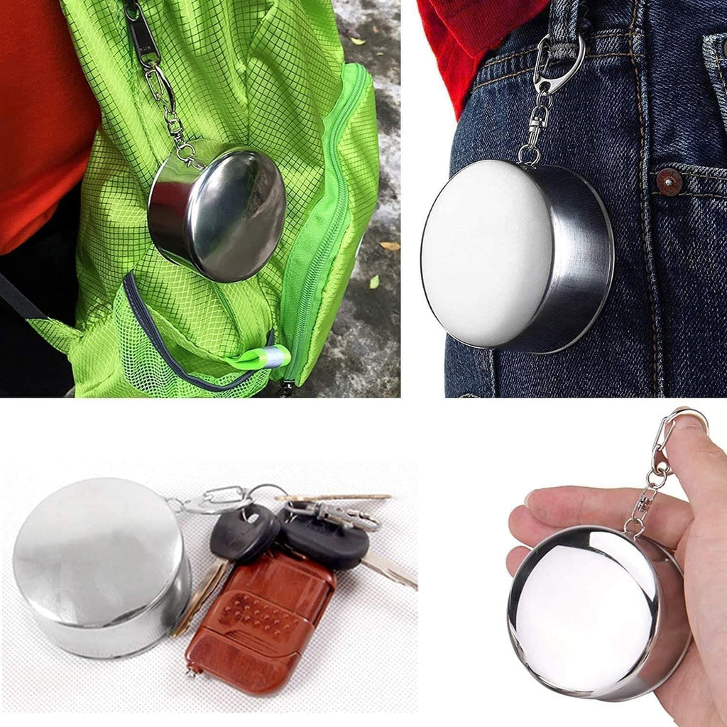 2 in 1 Camping Folding Cup with Keychain (1 Pc)-Home & Kitchen-AniGuess-AniGuess