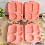 Unbreakable Plastic Food Plates / Biodegradable 5 Compartment Square Plate for Food