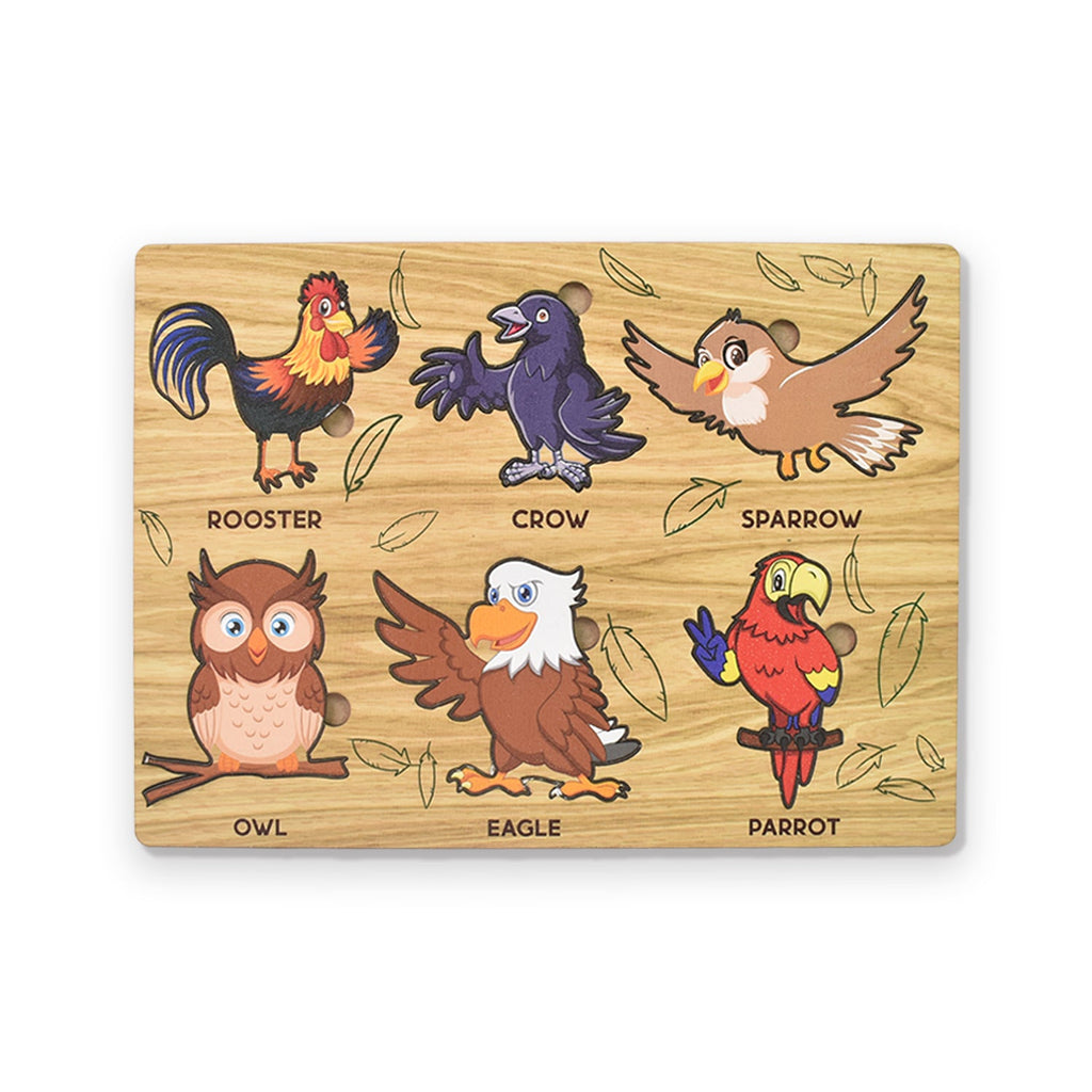 Wooden Bird Puzzle Learning Educational Board (1 Set / 28×20 Cm)-Toys & Games-AniGuess-AniGuess