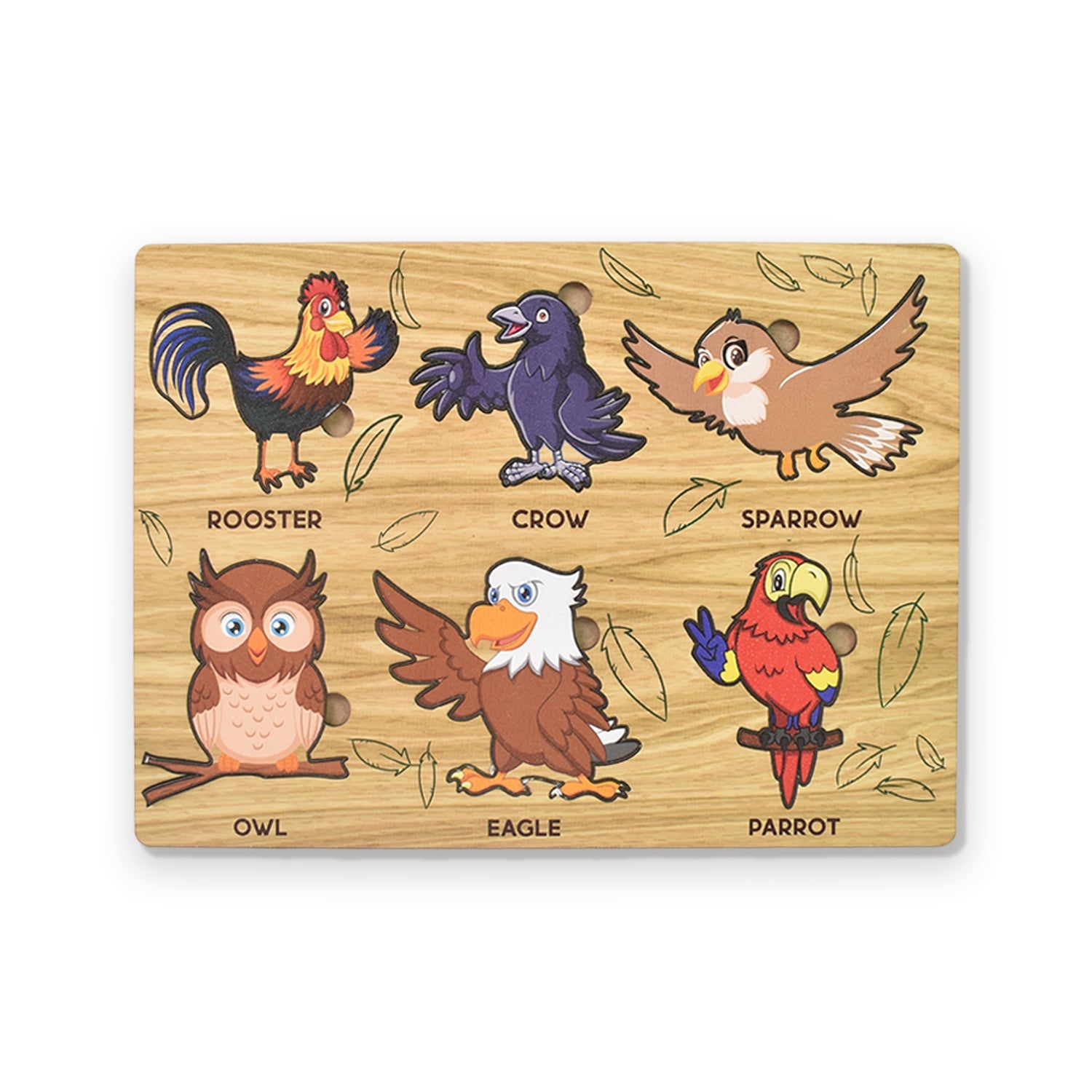 Wooden Bird Puzzle Learning Educational Board (1 Set / 28×20 Cm)-Toys & Games-AniGuess-AniGuess
