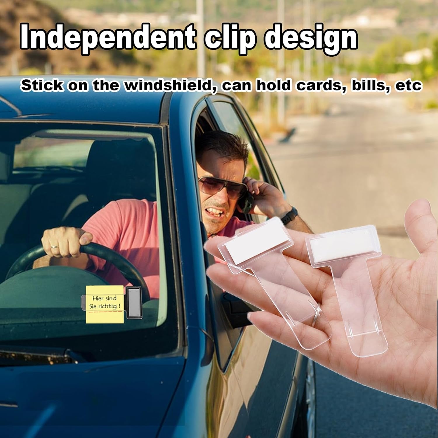 Windscreen cardholder, Fastag Stand, Transparent Ticket Holder Car (2 Pc Set)-Car & Motorbike-AniGuess-AniGuess
