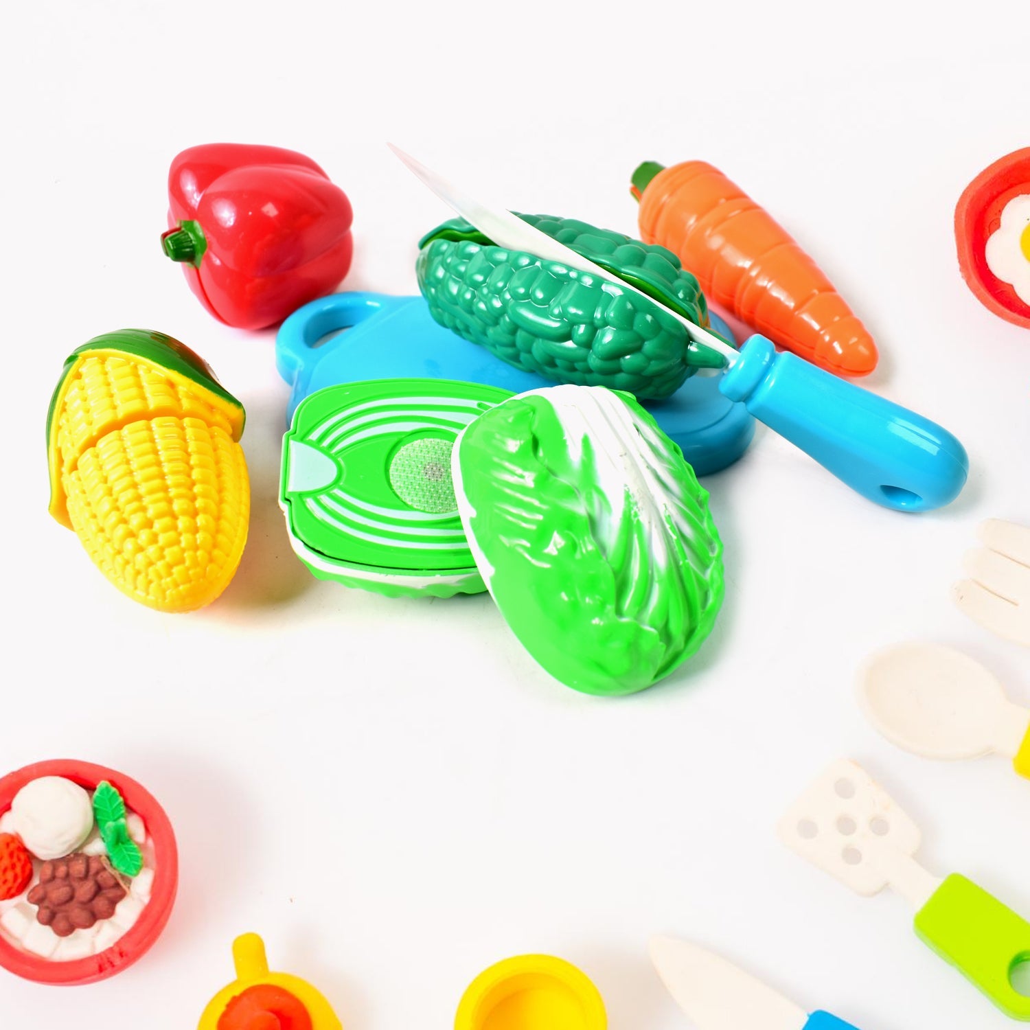 Realistic slice-able fruits and vegetables cut in 2 part play toy set-Toys & Games-AniGuess-AniGuess