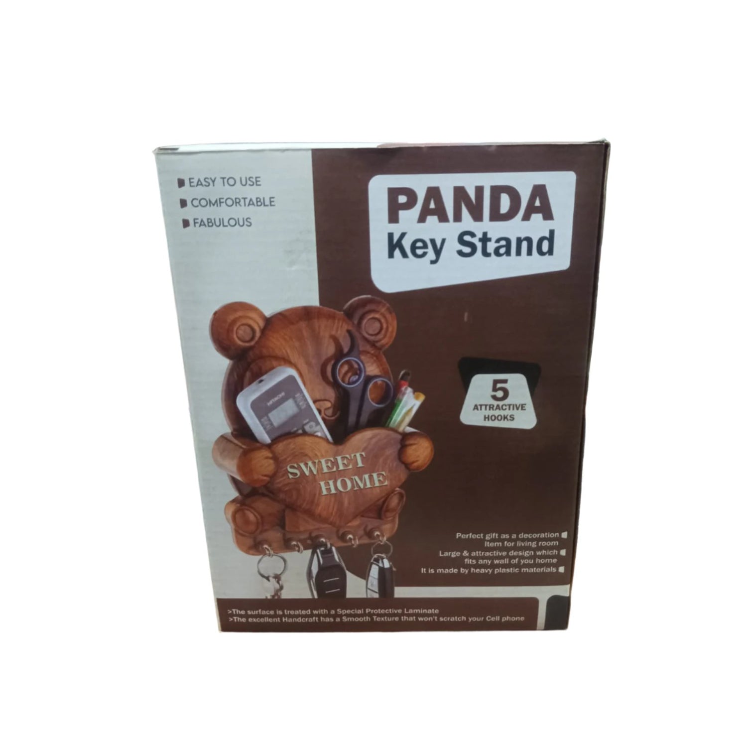 Cute Plastic Panda Key Holder, Wall Key Rack with 5 Hooks (1 Pc)-Home Improvement-AniGuess-AniGuess