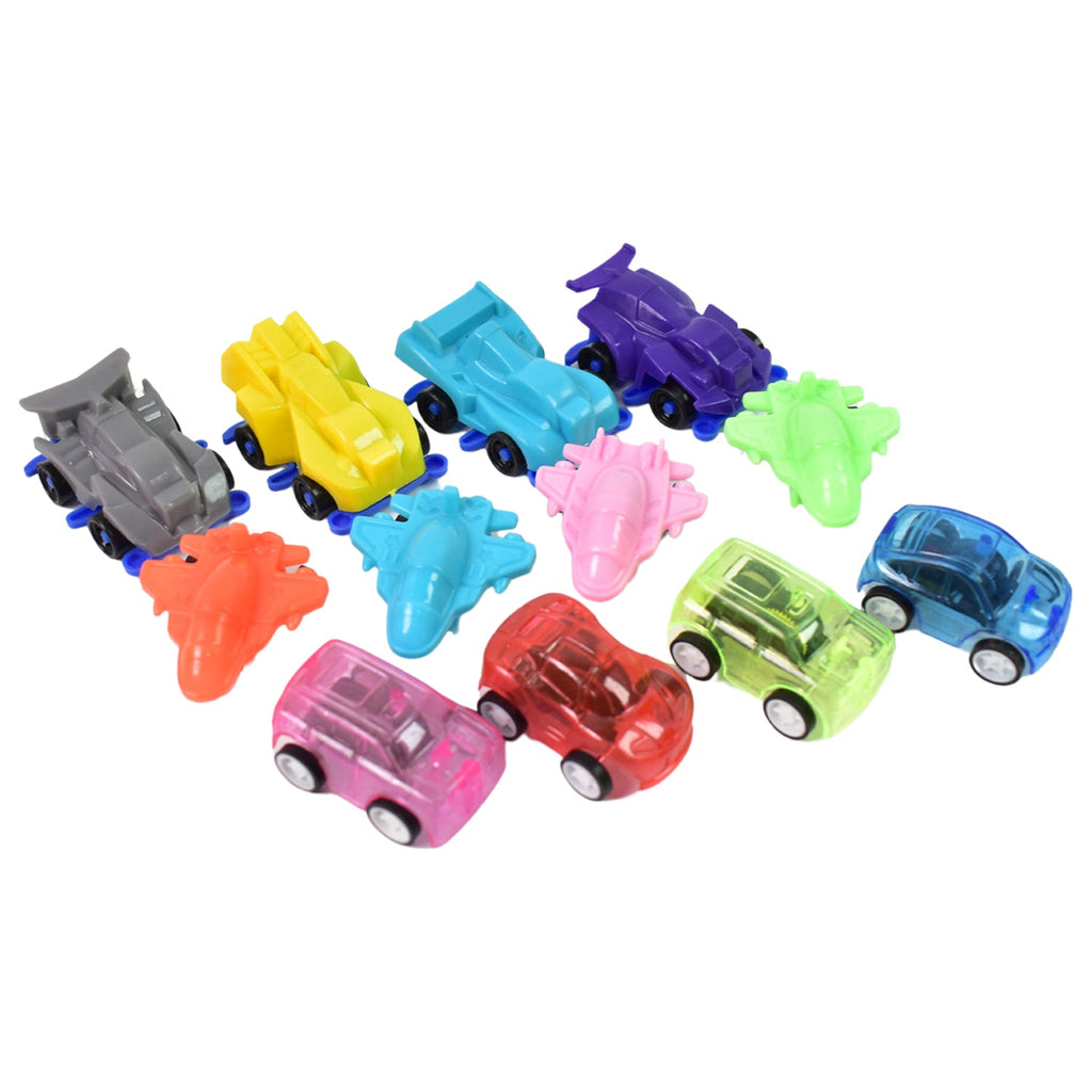 Mini Pull Back Car & Aeroplane Plastic Pull Back Car Cartoon Toys (12 Pcs Set)-Toys & Games-AniGuess-AniGuess