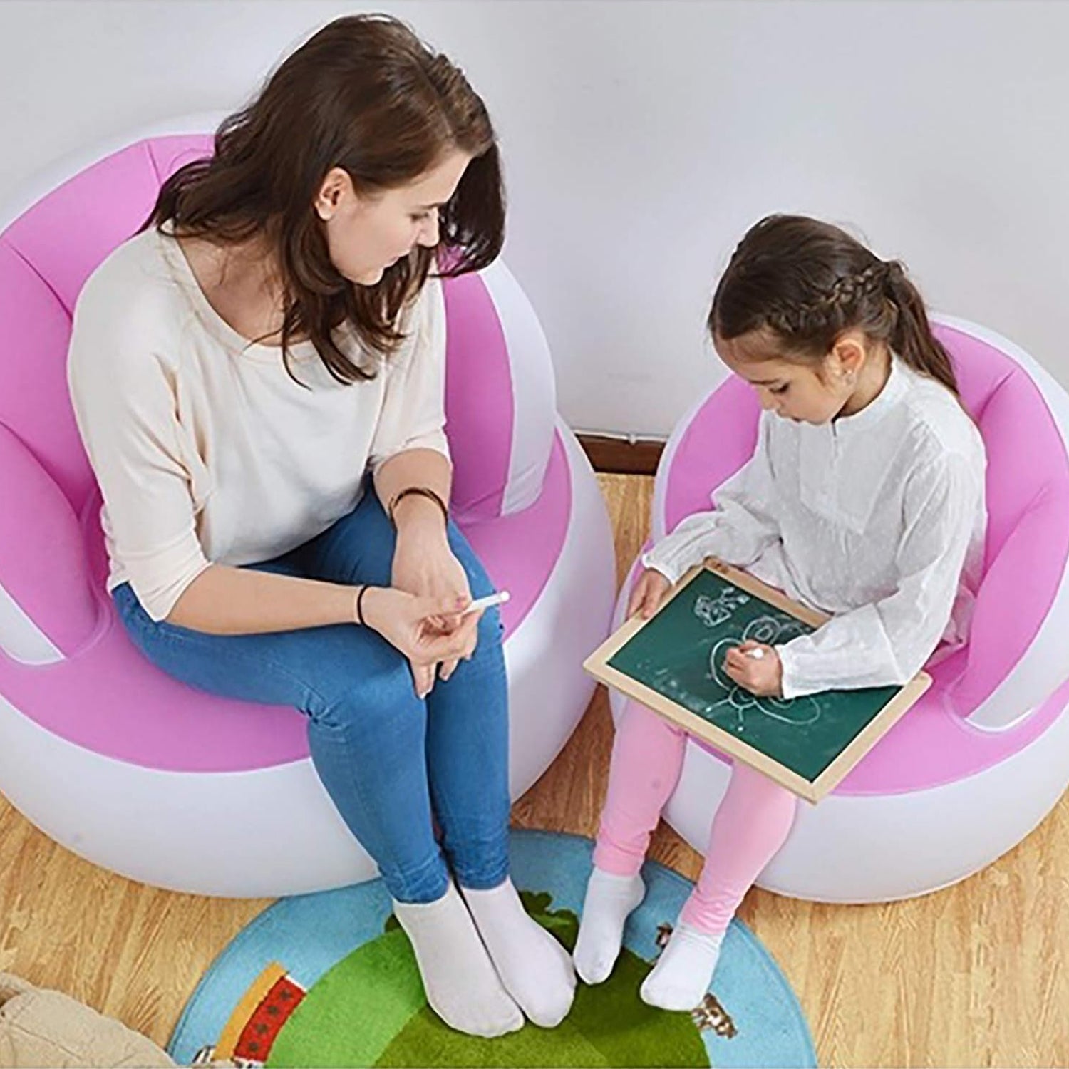 Kids inflatable sofa chair with backrest & Foot Air Pump (1 Set 85x74 Cm Approx)-Home Improvement-AniGuess-AniGuess