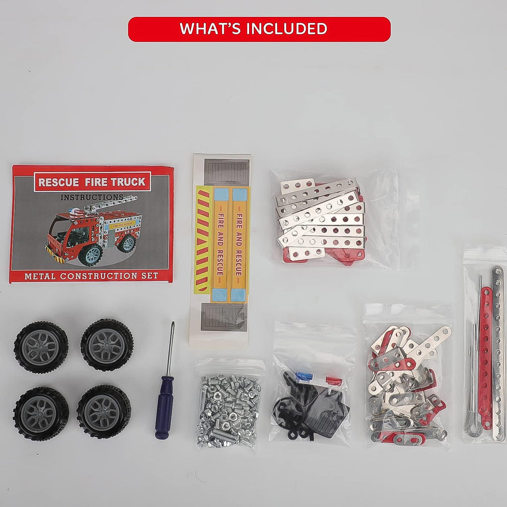 Metal DIY Fire Truck Building Blocks Kids (Fire Truck / 292pcs of truck tool / 1 Set)-Toys & Games-AniGuess-AniGuess