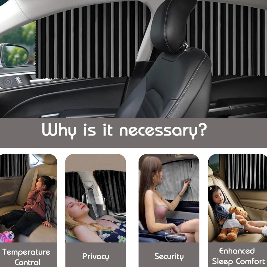 Car Window Curtain Sunshade | 4 Pcs Set with Hooks & Tapes-Car & Motorbike-AniGuess-AniGuess
