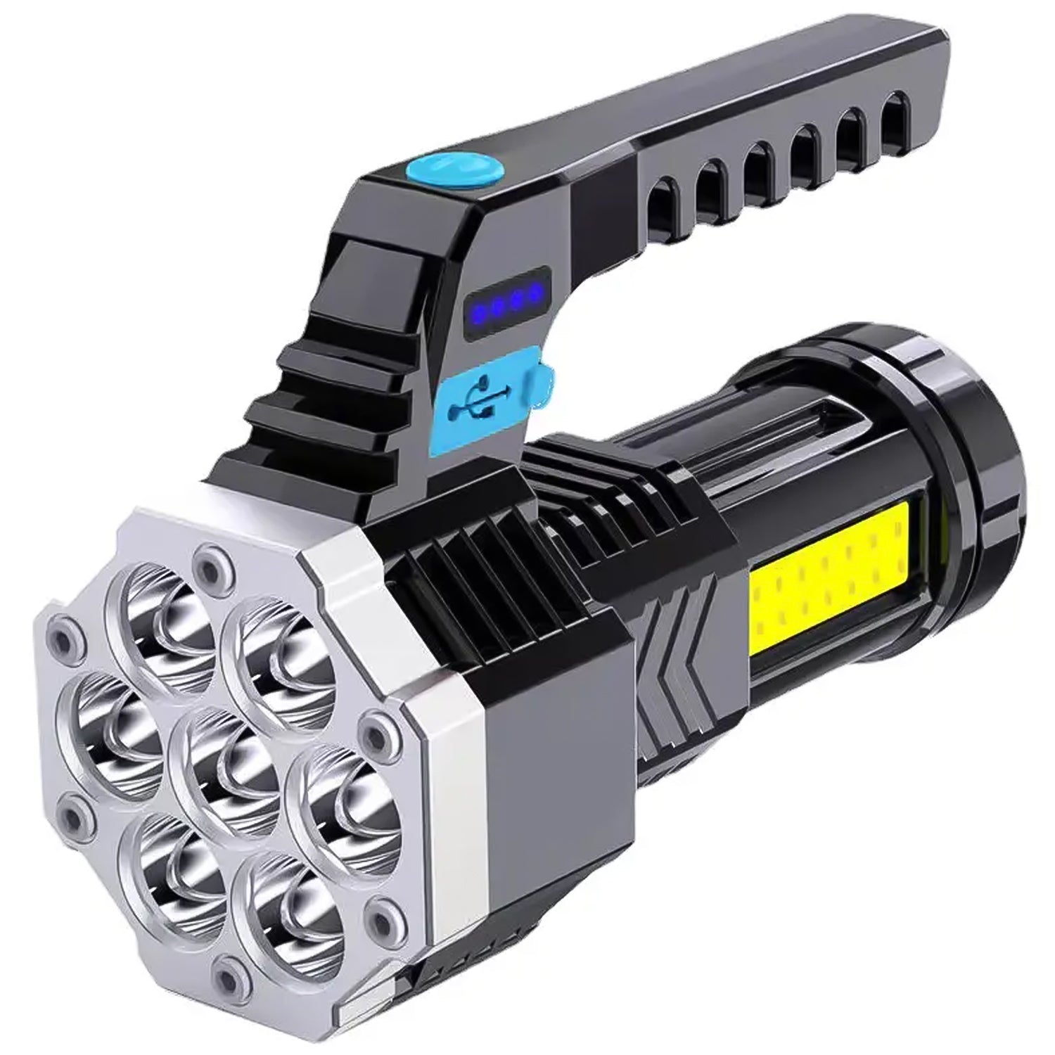 Portable COB 7LED USB Rechargeable Flashlight / Torch with Side Light (1 Pc)-Garden & Outdoors-AniGuess-AniGuess
