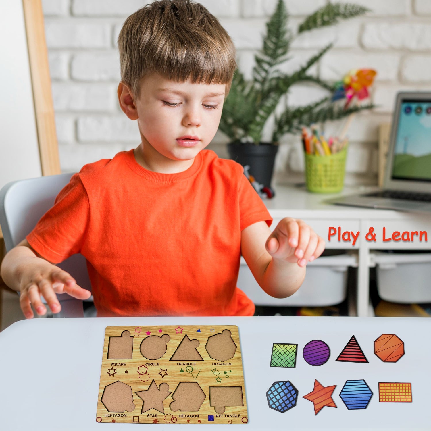 Wooden Triangles Puzzle Learning Educational Board (1 Set / 28×20 Cm)-Toys & Games-AniGuess-AniGuess