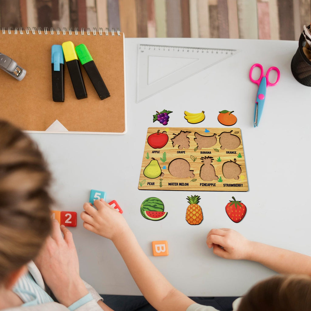 Wooden Fruits Puzzle Learning Educational Board (1 Set / 28×20 Cm)-Toys & Games-AniGuess-AniGuess