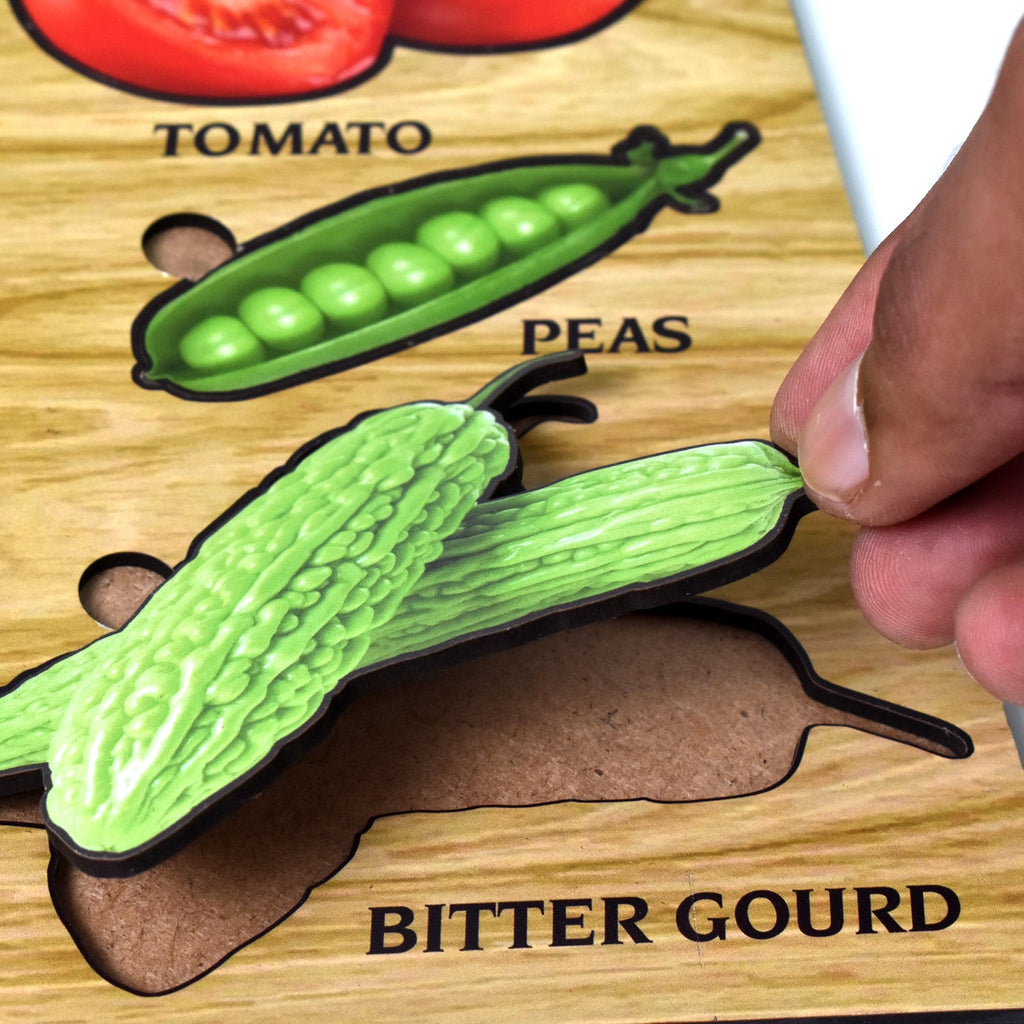 Wooden Vegetable Puzzle Learning Educational Board (1 Set / 28×20 Cm)-Toys & Games-AniGuess-AniGuess