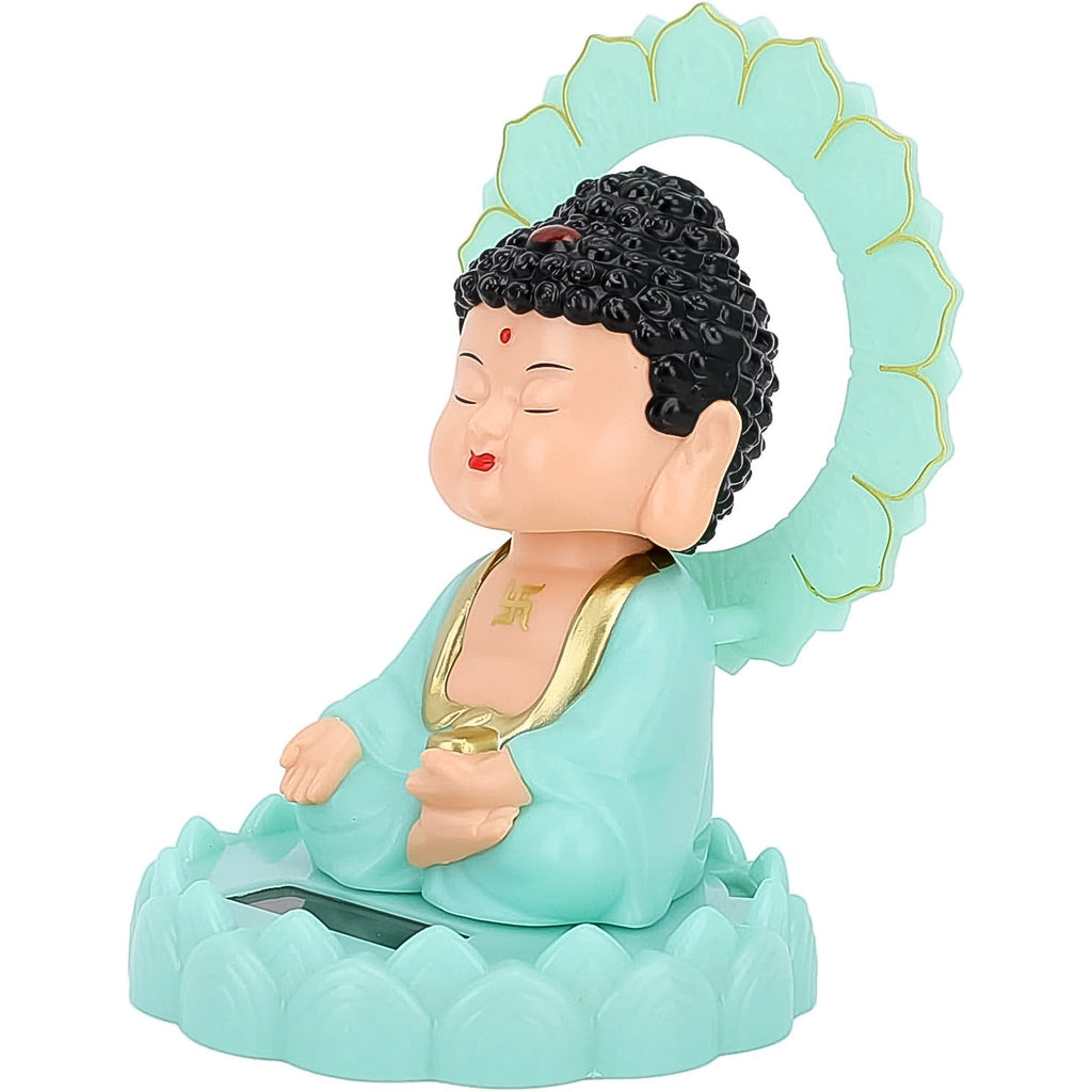 Plastic Solar Powered Moving Head Sitting Action Buddha Statue (1 Pc / Mix Color)-Home Improvement-AniGuess-AniGuess