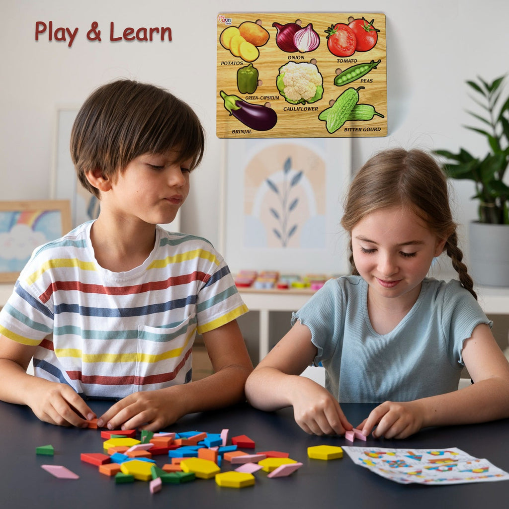 Wooden Vegetable Puzzle Learning Educational Board (1 Set / 28×20 Cm)-Toys & Games-AniGuess-AniGuess