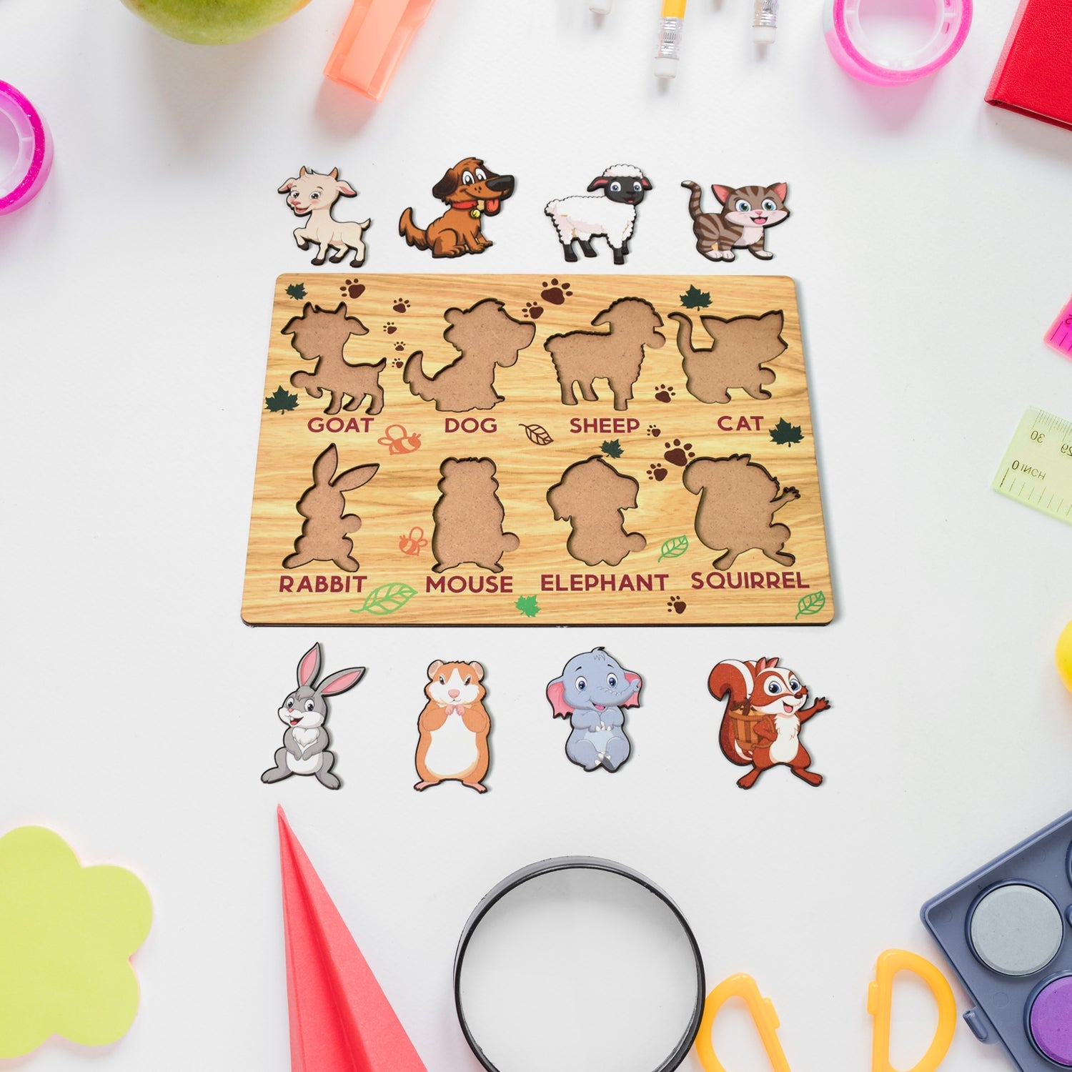 Wooden Animal Puzzle Learning Educational Board (1 Set / 28×20 Cm)-Toys & Games-AniGuess-AniGuess