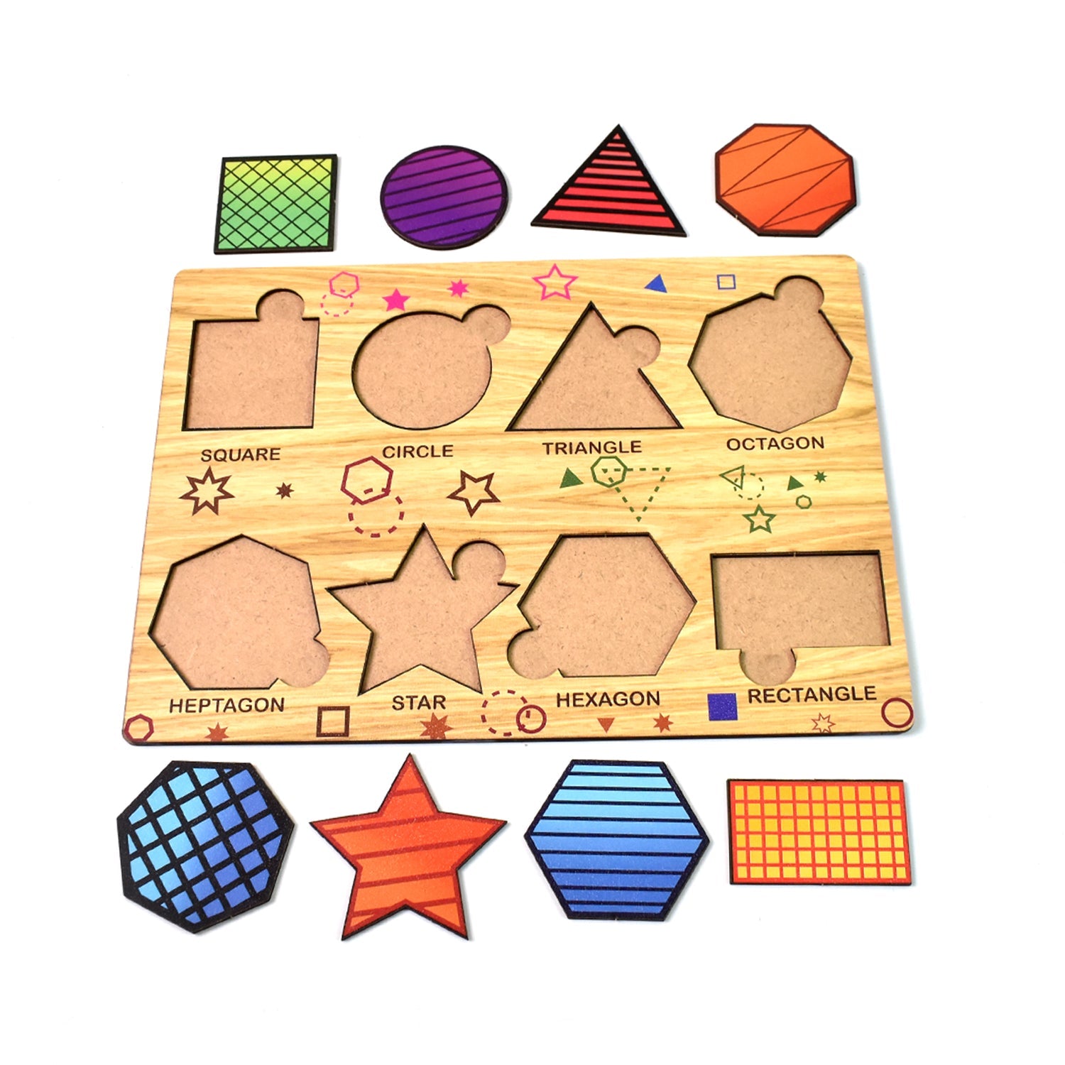 Wooden Triangles Puzzle Learning Educational Board (1 Set / 28×20 Cm)-Toys & Games-AniGuess-AniGuess