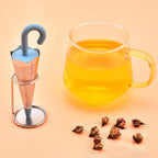 Reusable Cute Umbrella Tea Strainer With Tray / Stand (1 Pc)