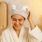 Cute Animal Ear Hooded Hair Drying Towel Wrap (1 Pc)