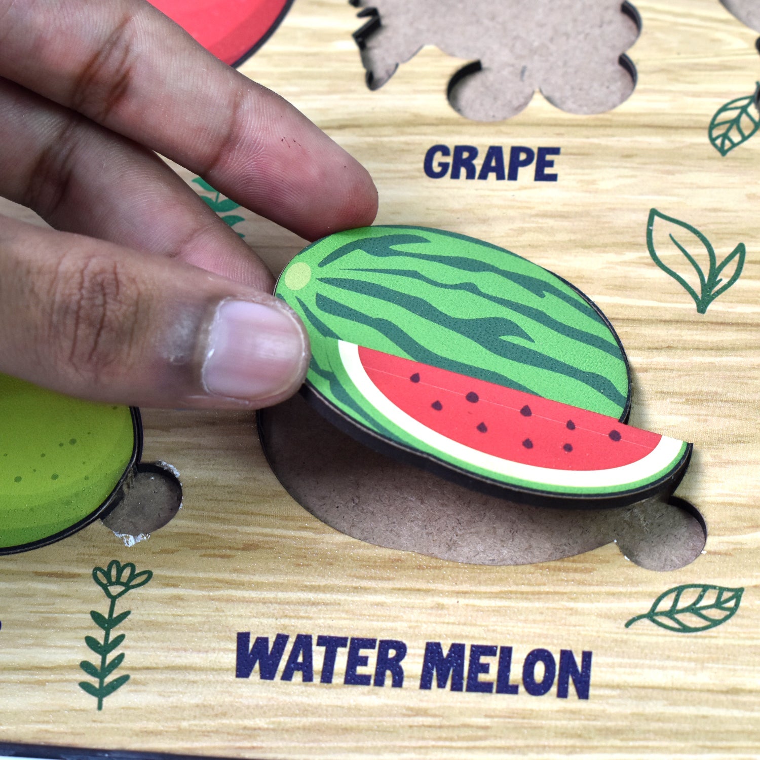 Wooden Fruits Puzzle Learning Educational Board (1 Set / 28×20 Cm)-Toys & Games-AniGuess-AniGuess