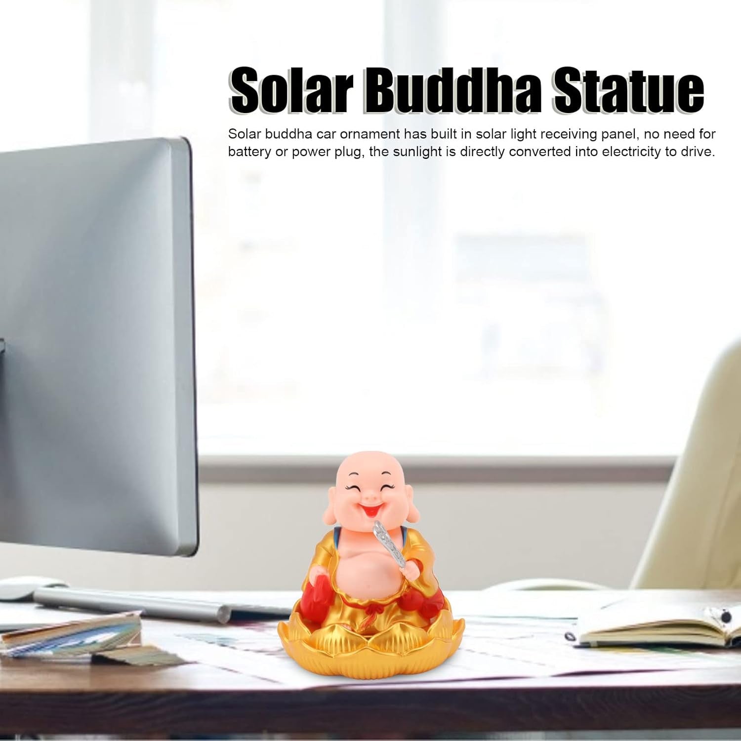 Solar Power Moving Buddha Car Ornament (1 Pc)-Home Improvement-AniGuess-AniGuess