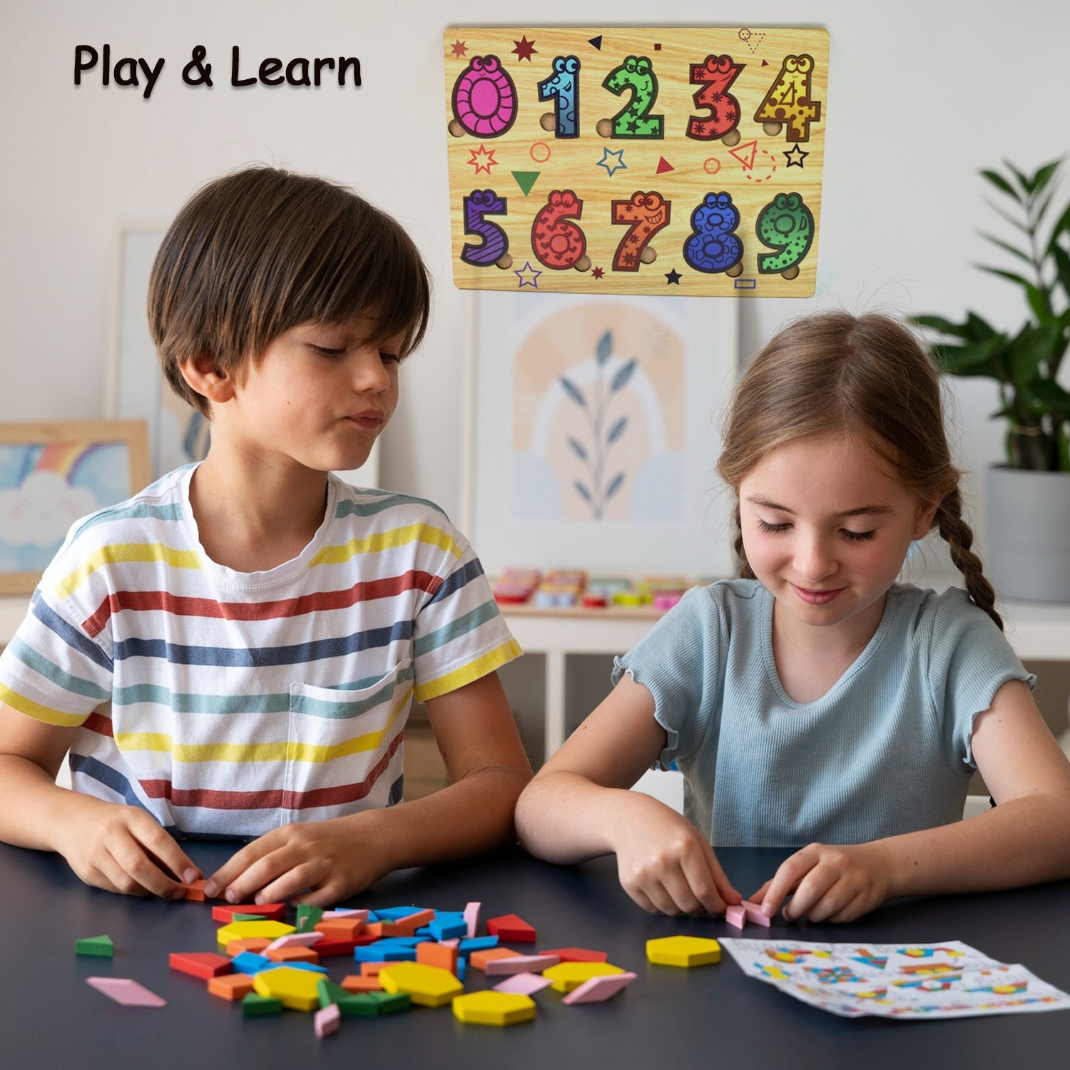Wooden Number Puzzle Learning Educational Board (1 Set / 28×20 Cm)-Toys & Games-AniGuess-AniGuess