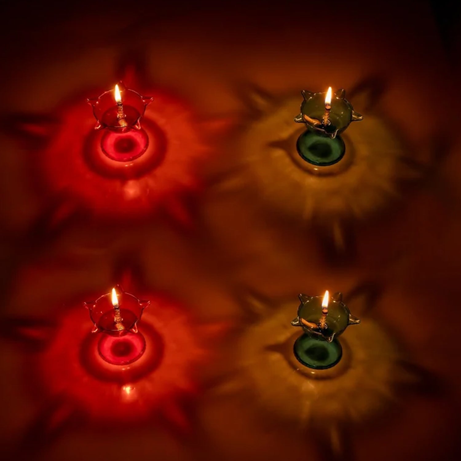 Colourful Reflection Diya Combo Plastic Candle Cup Multi Shape, Diwali (4 Pcs Set)-Home Improvement-AniGuess-AniGuess