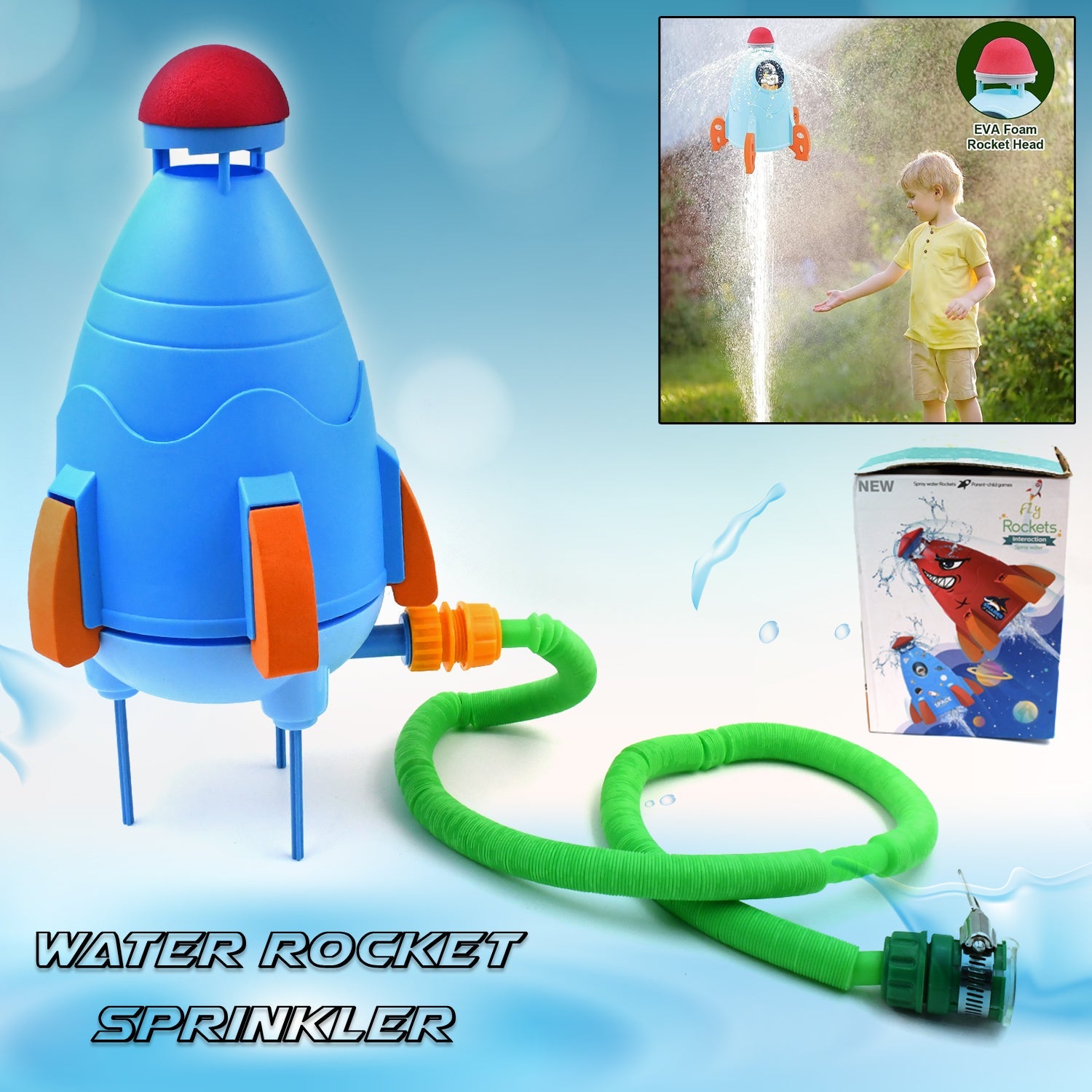 Sprinkler Rocket Launcher Summer Toys for Kids (1 Set)-Garden & Outdoors-AniGuess-AniGuess