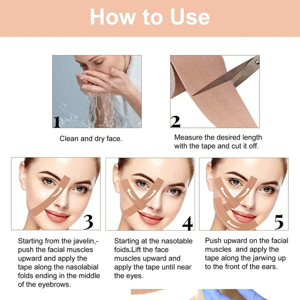 Face Lifting Tape, Myofascial Face Tightening Tape, 2.5 cm x 5 m (1 Pc)-Health & Personal Care-AniGuess-AniGuess